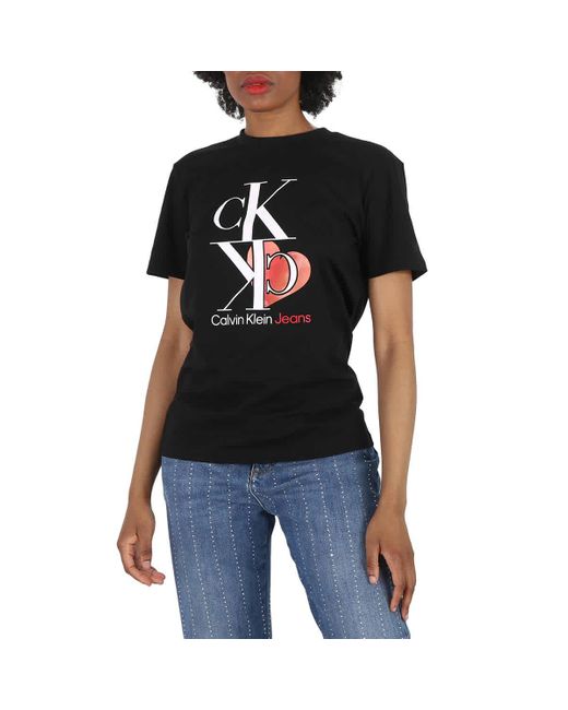Calvin Klein Black Heart Ck Logo Print Regular-fit T-shirt