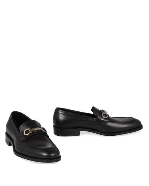 Ferragamo Black Gancini Ornament Moccasin for men