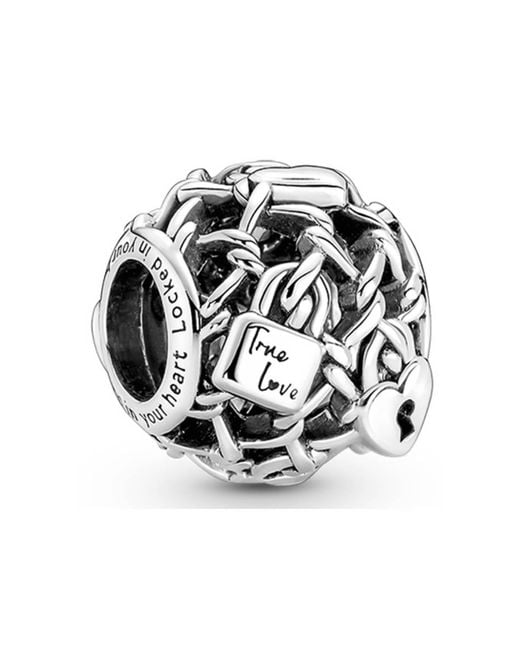 Pandora Metallic Openwork Chain Link Padlock Charm