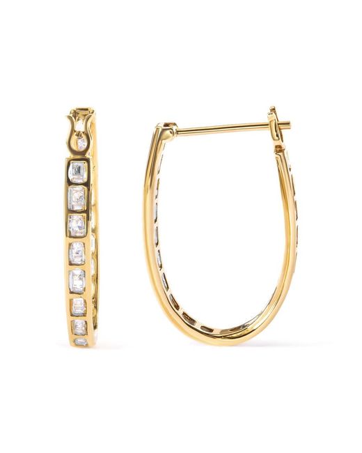 Haus of Brilliance Metallic 10K 1.00 Cttw Round And Baguette-Cut Diamond U-Hoop Earrings (H-I Color, Si2-I1 Clarity)