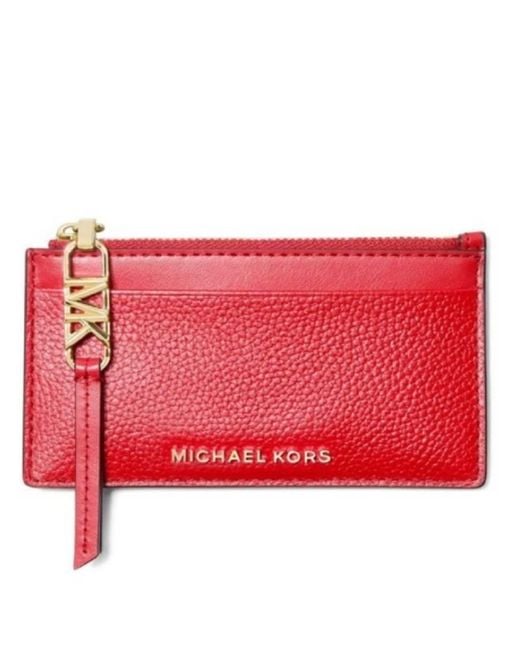 Michael Kors Red Empire Small Calf Leather Card Case