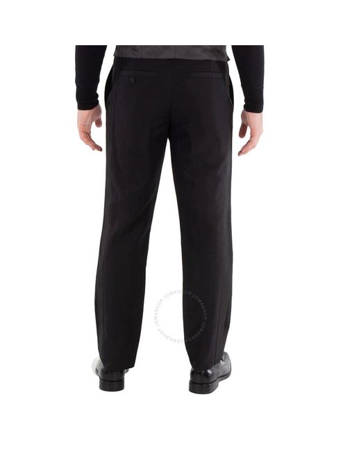 Burberry Black Dover Wool Linen Cropped Tailored Trousers for men