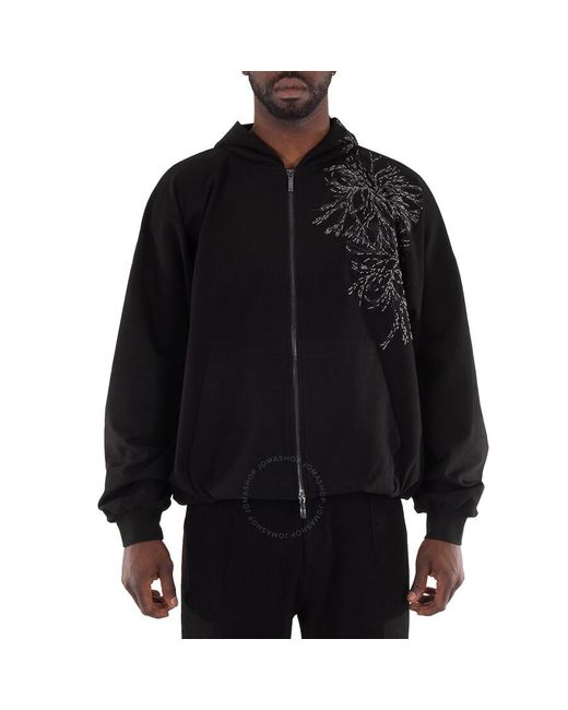 Emporio Armani Black Embellished Zip-Up Jacket for men