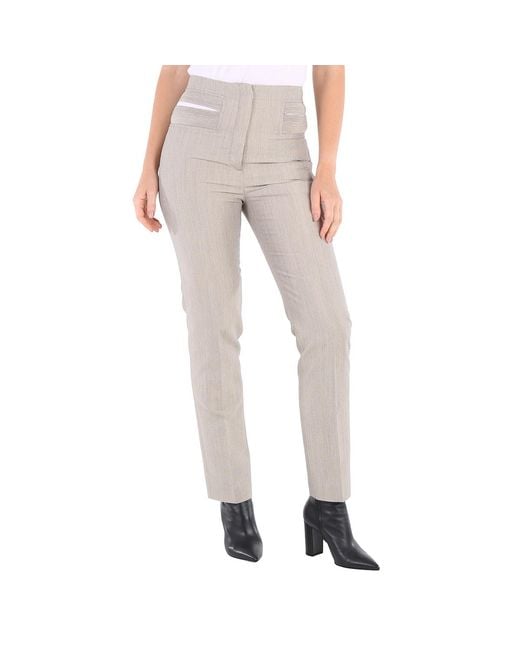Burberry Natural Technical Wool Reconstructed Trousers, Brand Size 6 (Us