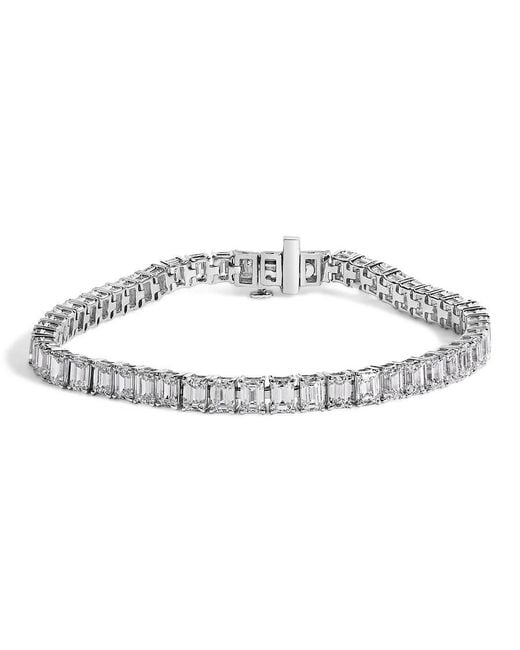 Haus of Brilliance Metallic Igi Certified 14K 10.0 Cttw Emerald Cut Lab Grown Diamond Tennis Bracelet
