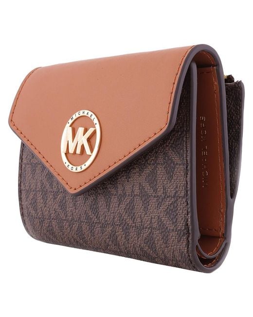 Michael Kors Brown Michael Carmen Medium Logo Tri-Fold Envelope Wallet