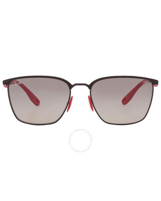 Ray-Ban Metallic Scuderia Ferrari Gray Gradient Square Sunglasses Rb3673m F04111 56