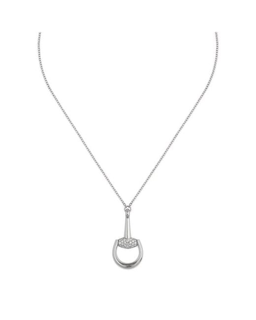 Gucci Metallic Horsebit Pave Diamond Necklace