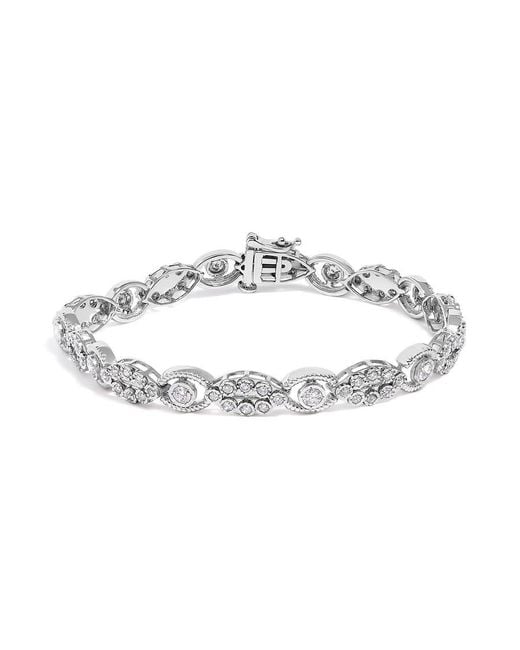 Haus of Brilliance Metallic 10K 2.0 Cttw Diamond Milgrain Cluster Link Bracelet