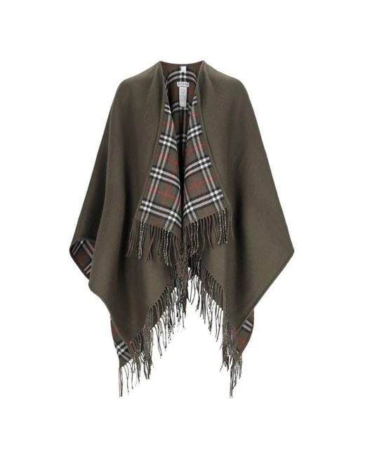 Burberry Black Check-Patterned Reversible Wool Cape