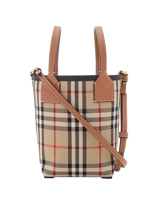 Burberry Brown Archive Vintage Check Mini London Tote Bag for men