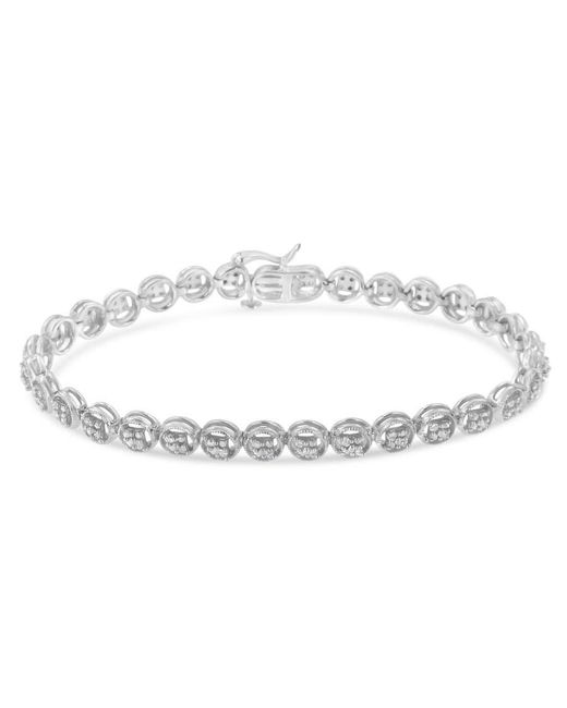 Haus of Brilliance Metallic .925 Sterling Silver 1/4 Cttw Diamond 7'' Open Circle Wheel Link Tennis Bracelet