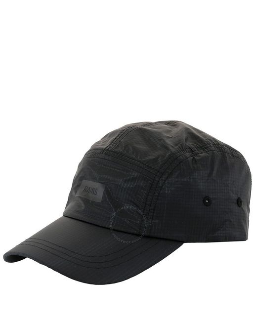 Rains Black Waterproof Nylon 5 Panel Ripstop Cap for men