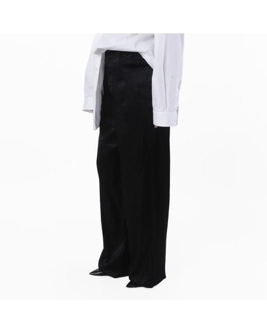 Balenciaga Black Mid Rise Five Pocket Satin Pants
