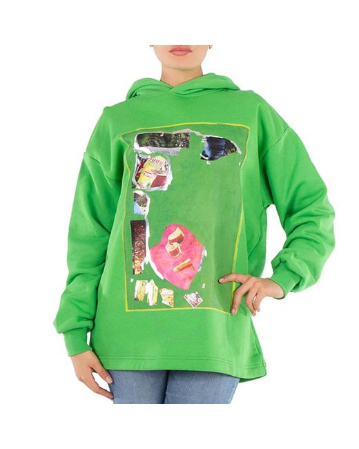 Acne Green Digital Print Hooded Sweatshirt