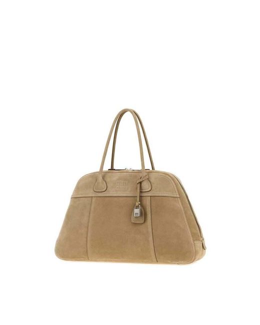 Miu Miu Natural Suede Vivant Shopping Bag Ecru' Borse A Mano