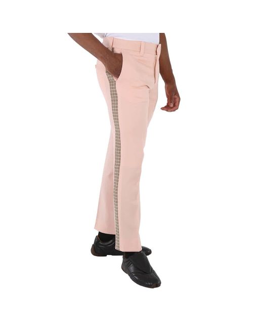 Burberry Pink Check Side Stripe Trousers for men