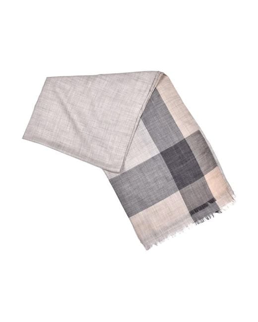 Brunello Cucinelli Gray Pebble Cashmere Two-Tone Scarf, One Size for men