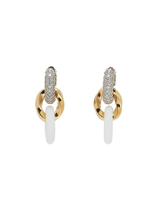 Bottega Veneta Metallic Crystal-Embellished Chain Earrings for men