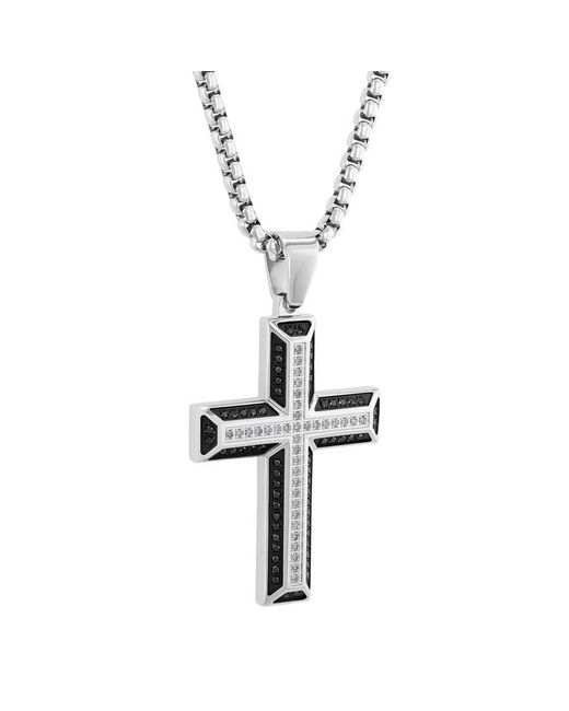 Robert Alton Metallic 1/2Ctw Diamond And Diamond Stainless Steel Cross Pendant for men