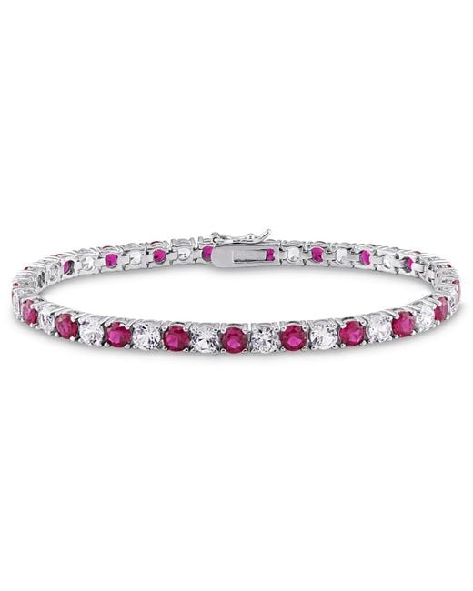 Amour White 14 1/2 Ct Tgw Created Ruby And Created Sapphire Bracelet for men