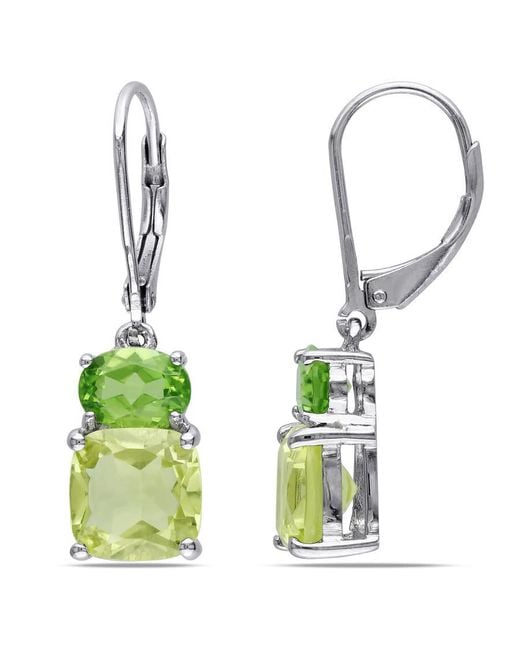 Amour Green 5 7/8 Ct Tgw Peridot And Lemon Quartz Leverback Earrings