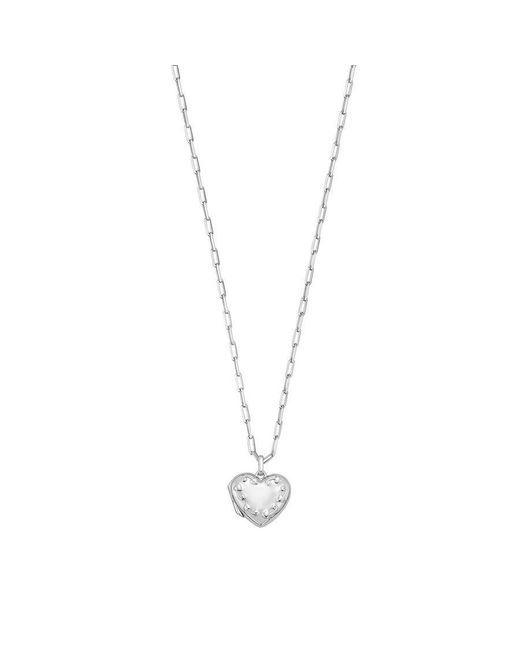 Tresorra Metallic Sterling Heart Locket Pendant Necklace