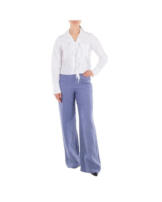 Polo Ralph Lauren Blue Delave Wide-Leg Linen Pants