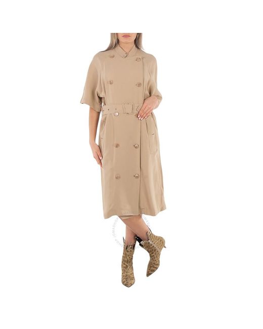 Burberry Natural Double Breasted Short Sleeve Dress, Brand Size 2 (Us