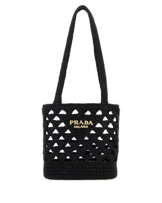 Prada Black Straw Handbag