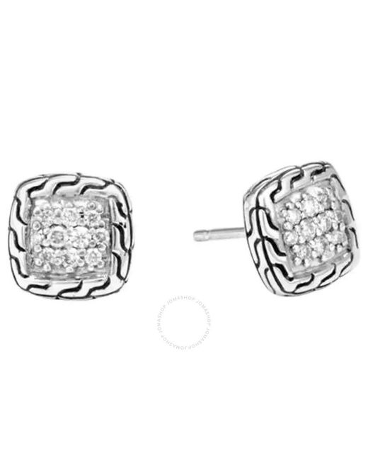 John Hardy Metallic Classic Chain Stud Earrings With Diamonds