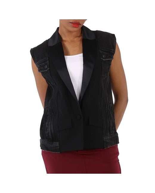 Filles A Papa Black 'Bonie' Denim Sleeveless Jacket, Brand Size 1