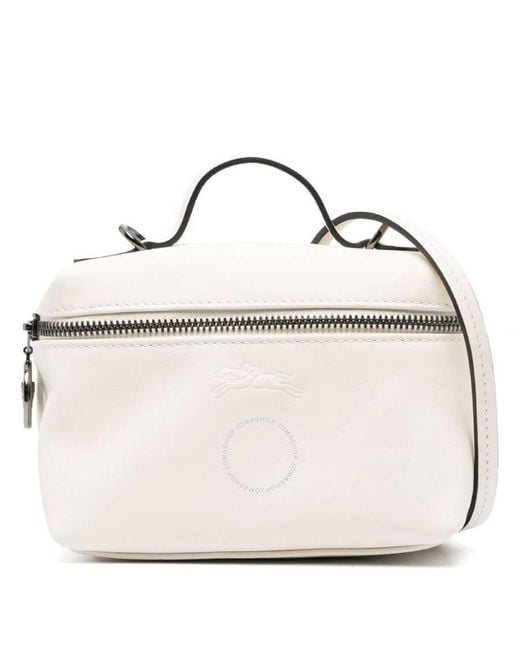 Longchamp White Le Pliage Xtra Xs Leather Vanity Bag