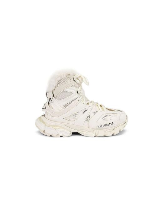 Balenciaga White Track Hike Fur-Fur Sneaker Boots