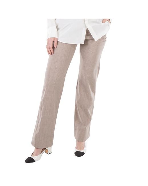 Fendi Natural Pinstripe Flare Flannel Pants, Brand Size 38 (Us