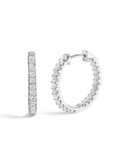 Haus of Brilliance Metallic 14K 2.00 Cttw Princess Diamond Inside Out Hoop Earrings