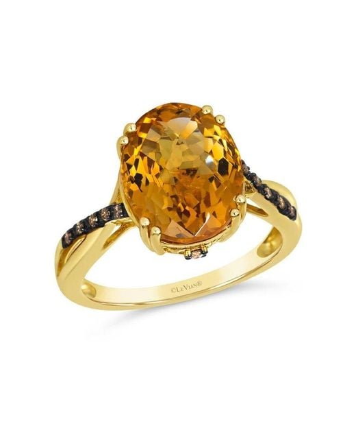 Le Vian Metallic Ladies Semi Precious Ring Featuring 4 1/4 Cts. Cinnamon Citrine Set