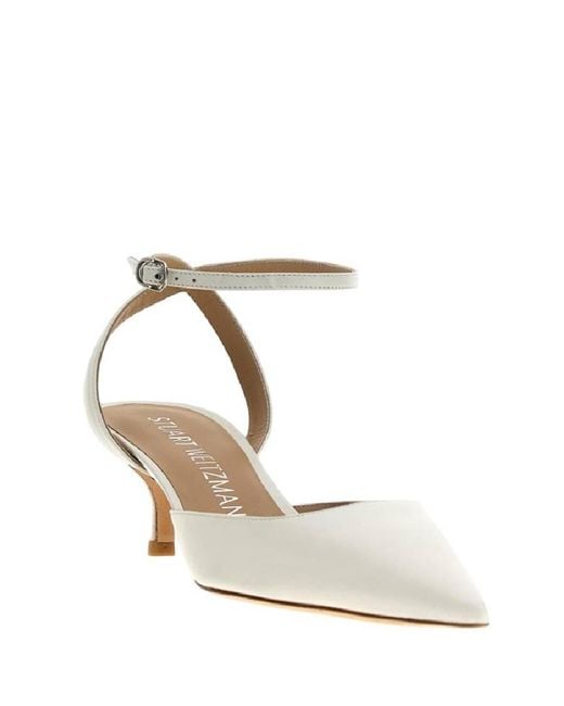 Stuart Weitzman White Barelythere 50 Leather Pumps
