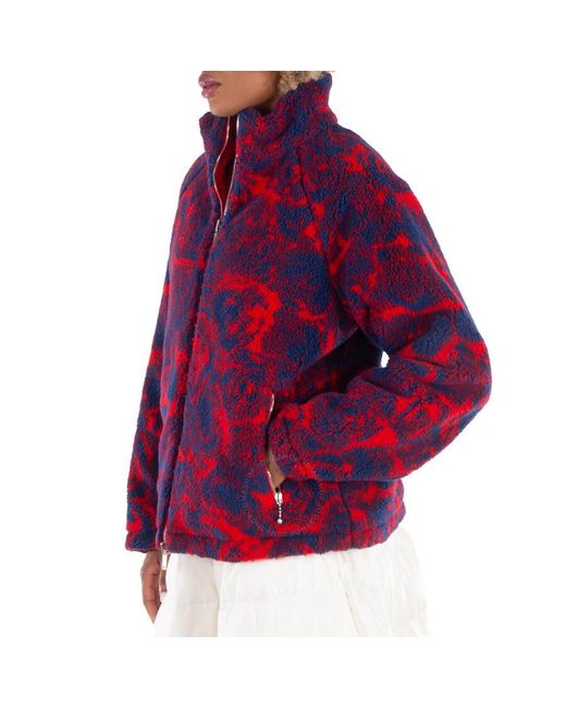 Burberry Purple Rose-Print Fleece Reversible Jacket, Brand Size 12 (Us