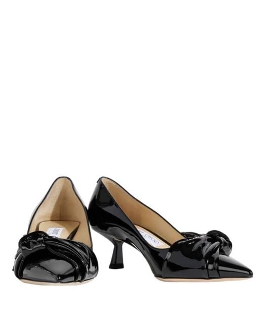 Jimmy Choo Black Elinor 45 Patent Pointed-Toe Pumps