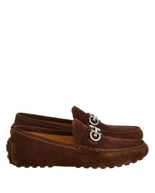 Ferragamo Brown Grazioso Gancini Ornament Driver for men