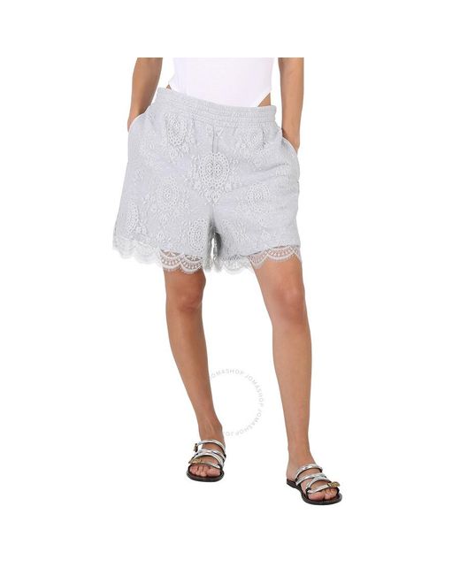 Burberry Blue Light Pebble Lace And Cotton Shorts