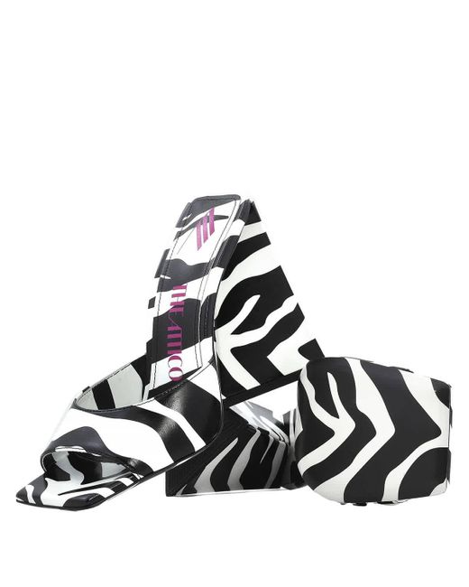 The Attico Multicolor Devon Zebra Print Heel Mule