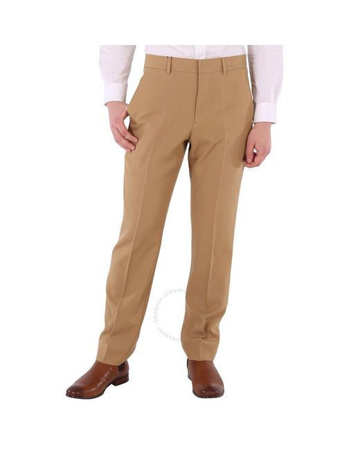 Burberry Natural Dark Tan Straight-leg Wool Tailored Trousers for men