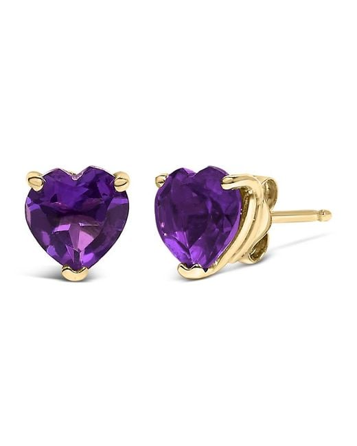 Haus of Brilliance Purple 14K 5Mm Heart Cut Amethyst Solitaire Stud Earrings