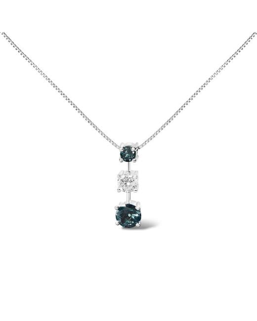 Haus of Brilliance Metallic 14K 1 1/2 Cttw Treated And Diamond 3-Stone 18" Pendant Necklace