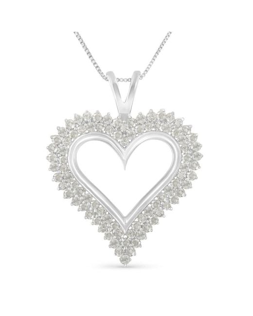 Haus of Brilliance Metallic .925 Sterling Silver 1 Cttw Diamond Heart 18'' Pendant Necklace
