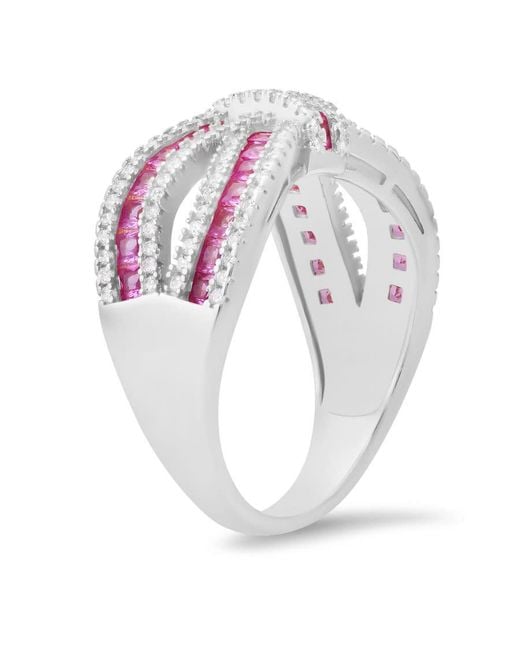Kylie Harper Pink Sterling Sapphire Cz Love Knot Ring