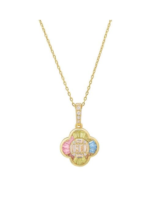 Kylie Harper Metallic 14K Pastel Multi-Color Clover Pendant Necklace