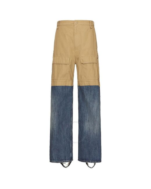 Balenciaga Blue Patched Layered-Design Cargo Pants for men